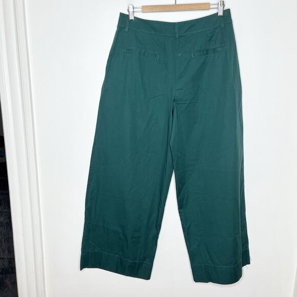 Loft Pleated Wide Leg Cropped Pants Green Womens Size 8 High Rise Trousers Work - Picture 6 of 8